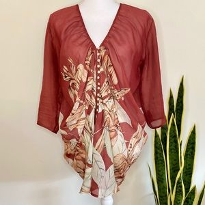 New York & Company Floral Top-XS